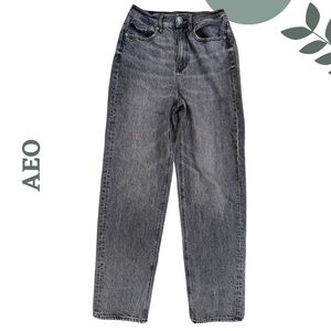 🛍️3/$40 American Eagle High Rise Baggy Jeans in Charcoal Grey – Size 0